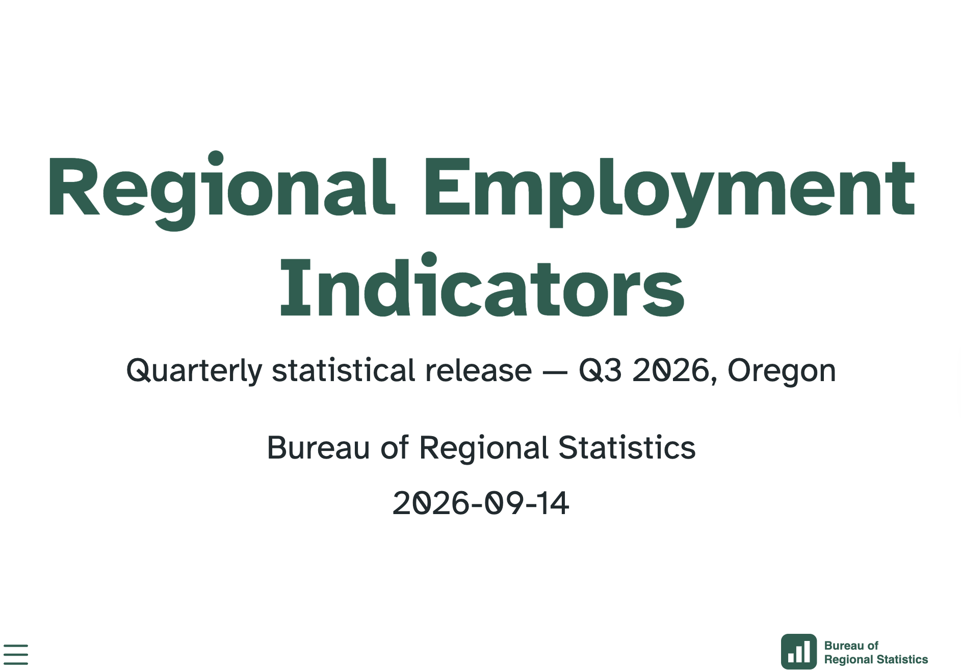 Branded slide deck for Bureau of Regional Statistics.