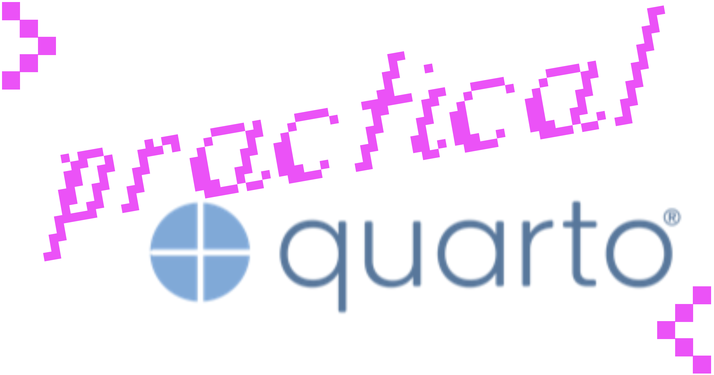 Quarto logo with the word practical placed above it at an angle